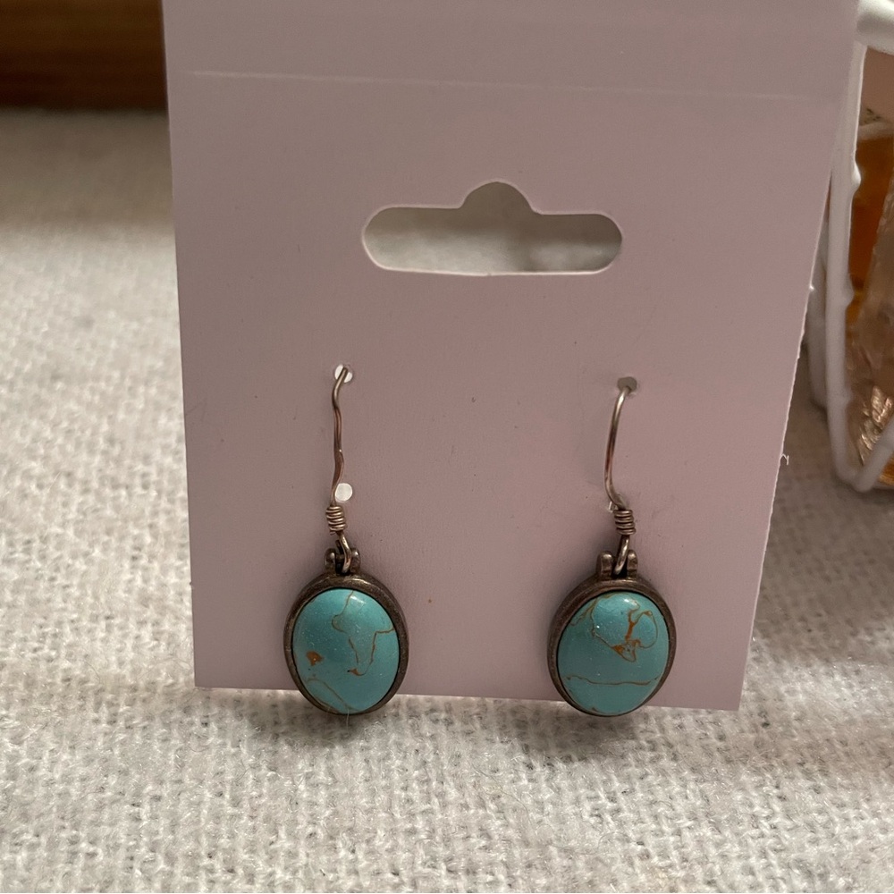 Turquoise Oval Drop Earrings